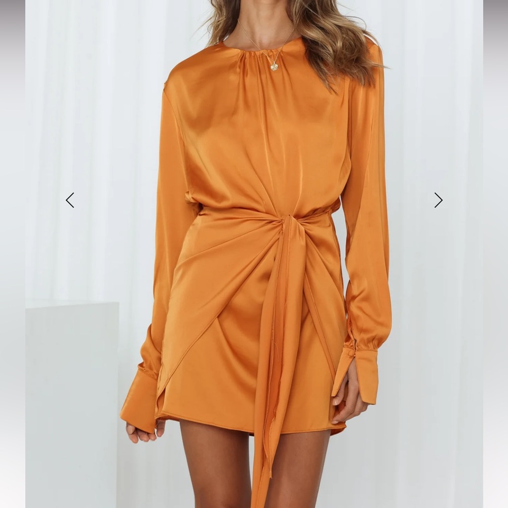 Hello Molly Vibrant Orange Satin Dress